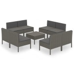 vidaXL Set mobilier de grădină cu perne, 9 piese, gri, poliratan vidaXL Set mobilier de grădină cu perne, 9 piese, gri, poliratan