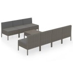 vidaXL Set mobilier de grădină cu perne, 8 piese, gri, poliratan vidaXL Set mobilier de grădină cu perne, 8 piese, gri, poliratan