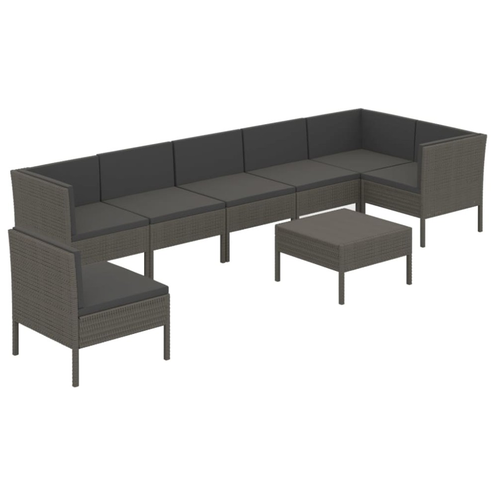 vidaXL Set mobilier de grădină cu perne, 8 piese, gri, poliratan