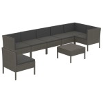 vidaXL Set mobilier de grădină cu perne, 8 piese, gri, poliratan vidaXL Set mobilier de grădină cu perne, 8 piese, gri, poliratan