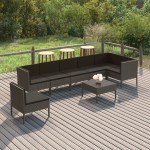 vidaXL Set mobilier de grădină cu perne, 8 piese, gri, poliratan vidaXL Set mobilier de grădină cu perne, 8 piese, gri, poliratan
