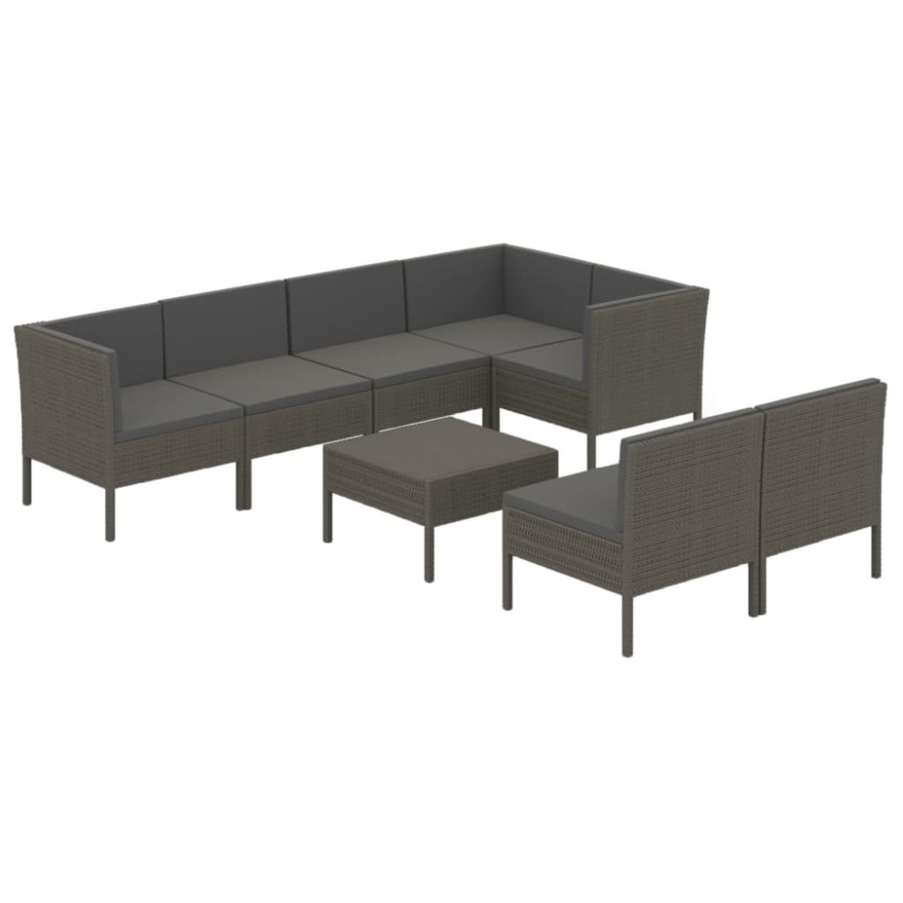 vidaXL Set mobilier de grădină cu perne, 8 piese, gri, poliratan