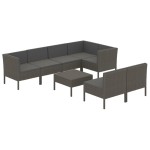 vidaXL Set mobilier de grădină cu perne, 8 piese, gri, poliratan vidaXL Set mobilier de grădină cu perne, 8 piese, gri, poliratan