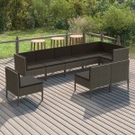 vidaXL Set mobilier de grădină cu perne, 9 piese, gri, poliratan vidaXL Set mobilier de grădină cu perne, 9 piese, gri, poliratan