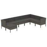 vidaXL Set mobilier de grădină cu perne, 8 piese, gri, poliratan vidaXL Set mobilier de grădină cu perne, 8 piese, gri, poliratan