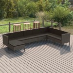 vidaXL Set mobilier de grădină cu perne, 8 piese, gri, poliratan vidaXL Set mobilier de grădină cu perne, 8 piese, gri, poliratan