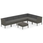 vidaXL Set mobilier de grădină cu perne, 8 piese, gri, poliratan vidaXL Set mobilier de grădină cu perne, 8 piese, gri, poliratan