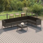 vidaXL Set mobilier de grădină cu perne, 8 piese, gri, poliratan vidaXL Set mobilier de grădină cu perne, 8 piese, gri, poliratan