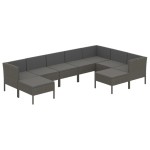 vidaXL Set mobilier de grădină cu perne, 9 piese, gri, poliratan vidaXL Set mobilier de grădină cu perne, 9 piese, gri, poliratan