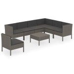 vidaXL Set mobilier de grădină cu perne, 8 piese, gri, poliratan vidaXL Set mobilier de grădină cu perne, 8 piese, gri, poliratan