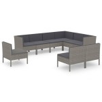 vidaXL Set mobilier de grădină cu perne, 9 piese, gri, poliratan vidaXL Set mobilier de grădină cu perne, 9 piese, gri, poliratan