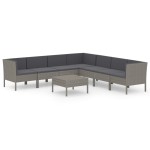 vidaXL Set mobilier de grădină cu perne, 8 piese, gri, poliratan vidaXL Set mobilier de grădină cu perne, 8 piese, gri, poliratan