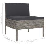 vidaXL Set mobilier de grădină cu perne, 9 piese, gri, poliratan