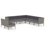 vidaXL Set mobilier de grădină cu perne, 9 piese, gri, poliratan vidaXL Set mobilier de grădină cu perne, 9 piese, gri, poliratan