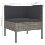 vidaXL Set mobilier de grădină cu perne, 9 piese, gri, poliratan vidaXL Set mobilier de grădină cu perne, 9 piese, gri, poliratan