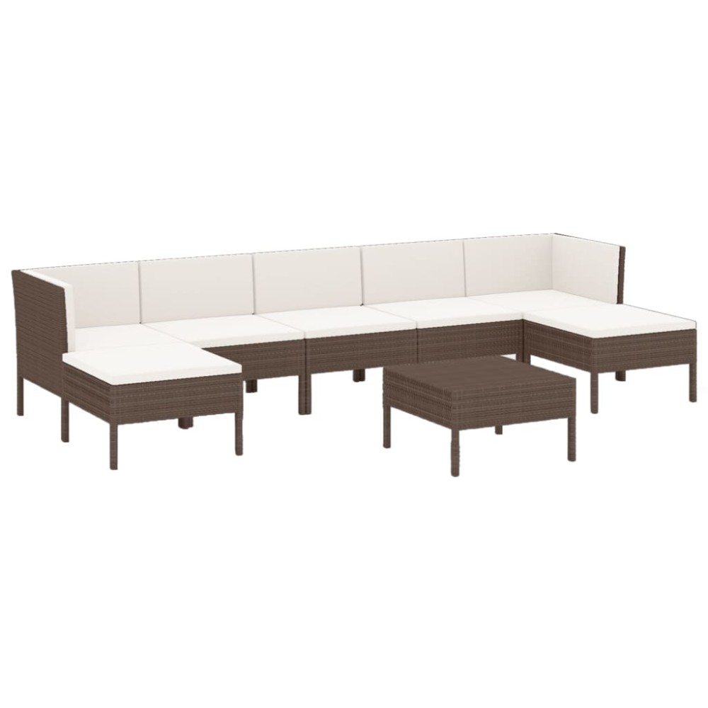 vidaXL Set mobilier de grădină cu perne, 8 piese, maro, poliratan