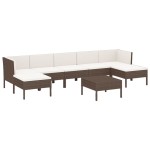 vidaXL Set mobilier de grădină cu perne, 8 piese, maro, poliratan vidaXL Set mobilier de grădină cu perne, 8 piese, maro, poliratan