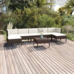 vidaXL Set mobilier de grădină cu perne, 8 piese, maro, poliratan vidaXL Set mobilier de grădină cu perne, 8 piese, maro, poliratan