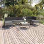 vidaXL Set mobilier de grădină cu perne, 8 piese, gri, poliratan vidaXL Set mobilier de grădină cu perne, 8 piese, gri, poliratan
