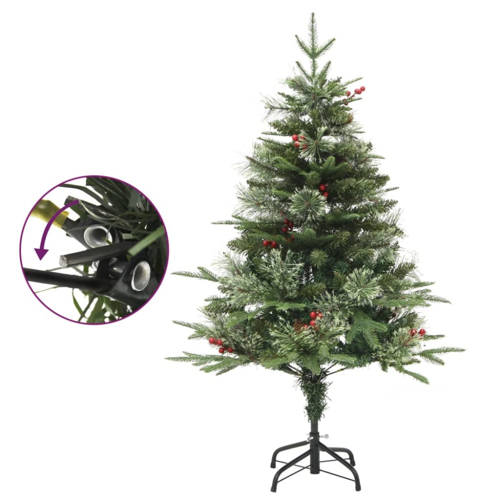 vidaXL Brad de Crăciun pre-iluminat conuri de pin verde 150 cm PVC&PE