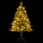vidaXL Brad de Crăciun pre-iluminat conuri de pin verde 150 cm PVC&PE
