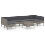 vidaXL Set mobilier de grădină cu perne, 8 piese, gri, poliratan vidaXL Set mobilier de grădină cu perne, 8 piese, gri, poliratan