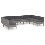 vidaXL Set mobilier de grădină cu perne, 9 piese, gri, poliratan vidaXL Set mobilier de grădină cu perne, 9 piese, gri, poliratan