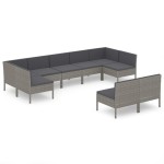 vidaXL Set mobilier de grădină cu perne, 9 piese, gri, poliratan vidaXL Set mobilier de grădină cu perne, 9 piese, gri, poliratan