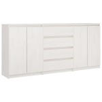 vidaXL Dulapuri laterale, 3 buc., alb, lemn masiv de pin
