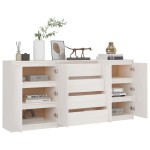 vidaXL Dulapuri laterale, 3 buc., alb, lemn masiv de pin
