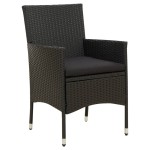 vidaXL Set mobilier de grădină cu perne, 9 piese, negru, poliratan