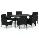 vidaXL Set mobilier de grădină cu perne, 7 piese, negru, poliratan vidaXL Set mobilier de grădină cu perne, 7 piese, negru, poliratan