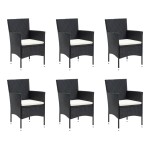 vidaXL Set mobilier de grădină cu perne, 7 piese, negru, poliratan vidaXL Set mobilier de grădină cu perne, 7 piese, negru, poliratan
