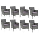 vidaXL Set mobilier de grădină cu perne, 9 piese, gri, poliratan vidaXL Set mobilier de grădină cu perne, 9 piese, gri, poliratan