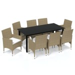 vidaXL Set mobilier de grădină cu perne, 9 piese, bej, poliratan vidaXL Set mobilier de grădină cu perne, 9 piese, bej, poliratan
