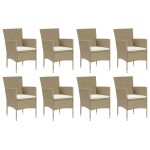 vidaXL Set mobilier de grădină cu perne, 9 piese, bej, poliratan vidaXL Set mobilier de grădină cu perne, 9 piese, bej, poliratan