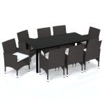 vidaXL Set mobilier de grădină cu perne, 9 piese, maro, poliratan