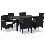 vidaXL Set mobilier de grădină cu perne, 7 piese, negru, poliratan vidaXL Set mobilier de grădină cu perne, 7 piese, negru, poliratan