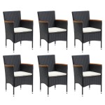 vidaXL Set mobilier de grădină cu perne, 7 piese, negru, poliratan vidaXL Set mobilier de grădină cu perne, 7 piese, negru, poliratan