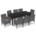 vidaXL Set mobilier grădină cu perne, 9 piese, gri, poliratan vidaXL Set mobilier grădină cu perne, 9 piese, gri, poliratan