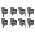 vidaXL Set mobilier grădină cu perne, 9 piese, gri, poliratan vidaXL Set mobilier grădină cu perne, 9 piese, gri, poliratan