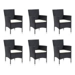 vidaXL Set mobilier de grădină cu perne, 9 piese, negru, poliratan