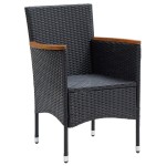 vidaXL Set mobilier de grădină cu perne, 9 piese, negru, poliratan vidaXL Set mobilier de grădină cu perne, 9 piese, negru, poliratan