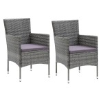 vidaXL Set mobilier grădină cu perne, 3 piese, gri, poliratan