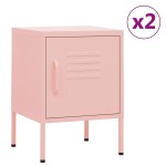 vidaXL Noptiere, 2 buc., roz, 35x35x51 cm, oțel vidaXL Noptiere, 2 buc., roz, 35x35x51 cm, oțel