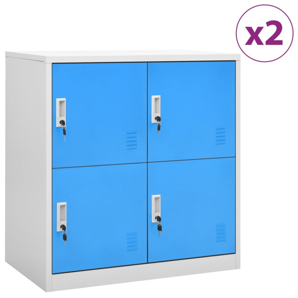 vidaXL Dulapuri vestiar 2 buc. gri deschis/albastru 90x45x92,5 cm oțel