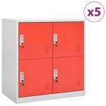 vidaXL Dulapuri vestiar 5 buc. gri deschis și roșu 90x45x92,5 cm oțel