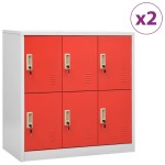 vidaXL Dulapuri vestiar 2 buc. gri deschis și roșu 90x45x92,5 cm oțel vidaXL Dulapuri vestiar 2 buc. gri deschis și roșu 90x45x92,5 cm oțel