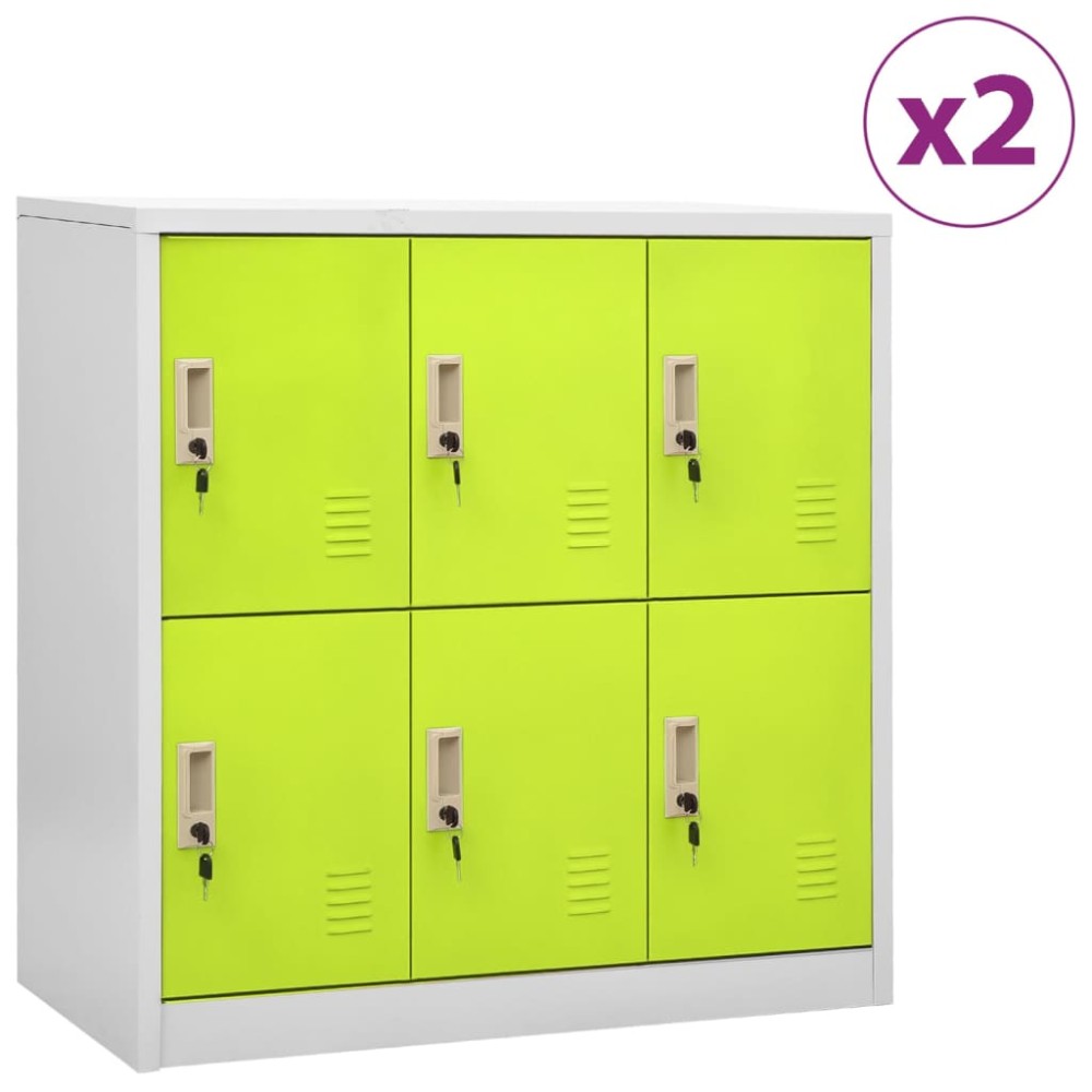 vidaXL Dulapuri vestiar 2 buc. gri deschis și verde 90x45x92,5 cm oțel