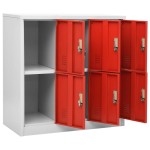 vidaXL Dulapuri vestiar 5 buc. gri deschis și roșu 90x45x92,5 cm oțel vidaXL Dulapuri vestiar 5 buc. gri deschis și roșu 90x45x92,5 cm oțel